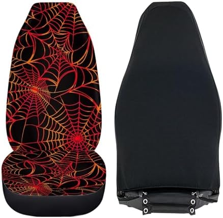 Red Spiderweb Print Car Seat Cover Front Seats Only,Universal Fit for Most Cars,SUVs,Sedan,Truck or Van,2PCs