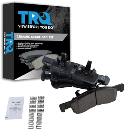 TRQ Front Brake Pads Ceramic Hardware Wear Sensor