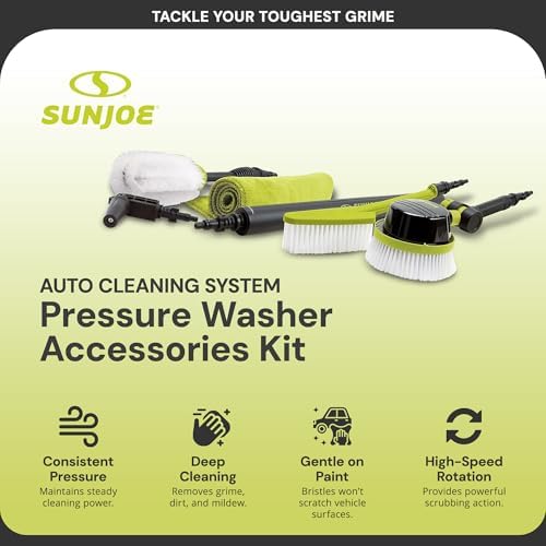 Sun Joe Auto Car Cleaning Kit for Pressure Washers, Brush Set, SPX-ACS-MAX