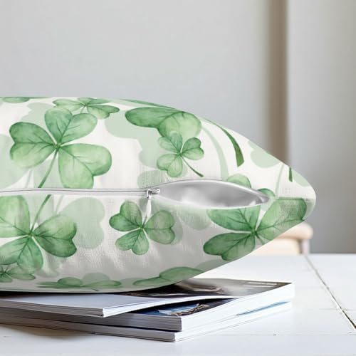Sweetshow Saint Patricks Day Pillow Covers 22x22 Inches Green Clover Throw Pillow Case Set of 2 Spring Summer Green Leaf Pillows Cotton Linen Cushion Cover for Home Couch Sofa Livingroom - Image 4