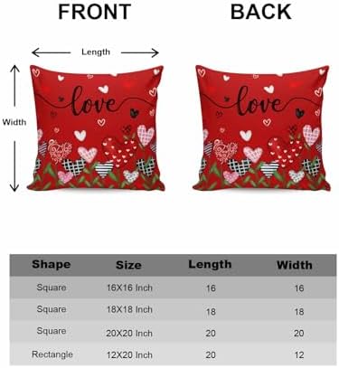 Valentines Day Heart Floral Pillow Covers 18x18 Inch Set of 2, Love Flower Field Decorations Outdoor Throw Pillow Covers, Holiday Linen Square Pillowcases for Sofa Couch Bedroom Patio Decorative - Image 6