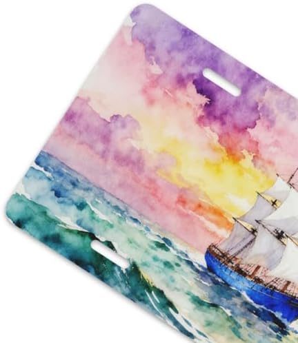 Sailboat Sea Oil Painting Front License Plate 6" * 12" for Women