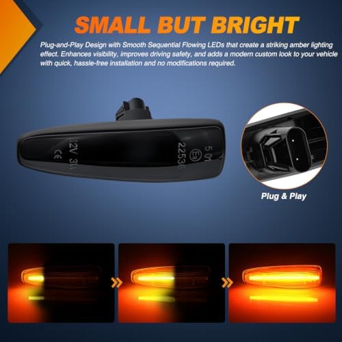 Nilight Fender Side Marker Lights 2PCS for 2008-2018 Lancer Evolution X