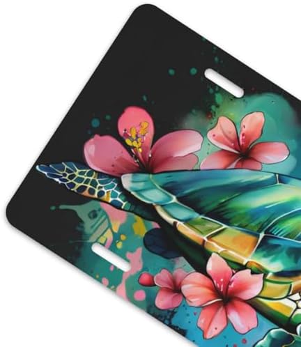 Watercolor Turtle Flower Front License Plate 6" * 12" for Women