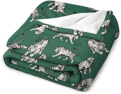 Socira Green Tigers Blanket Throw Blanket Green Tigers Gifts for Women Men Soft Sofa Throws for Travel Camping Bed Home Decor Car Birthday Gift 60"*80"（150 * 200cm） - Image 3