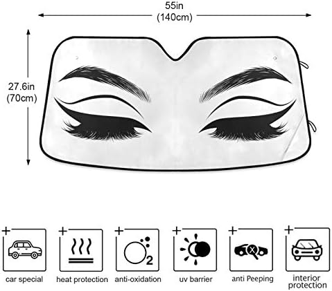 Women Eyes Eyelash Car Windshield Sun Shade Foldable UV Ray Sun Visor Protector Sunshade to Keep Your Vehicle Cool (55" x 27.6")