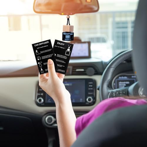 Boao 50Set Hanging Car Freshener Diffuser Bottle, Black Card Black Square