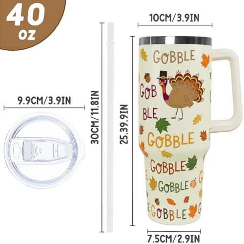 Thanksgiving Tumbler 40 oz Fall Cup Funny Turkey Coffee Travel Mug Stainless Steel Insulated Cups Fall Water Bottle Thanksgiving Decor Gifts for Women - Image 5
