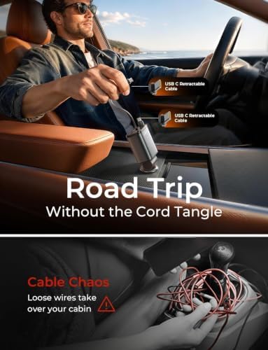 LISEN Retractable Car Charger USB C Fast Charge for iPhone 18 17 Pro Max