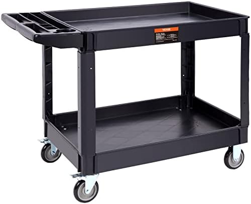 VEVOR Utility Service Cart 2 Shelf 550 lbs Heavy Duty Plastic Rolling Cart by VEVOR