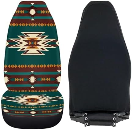 Tribal Aztec Seat Covers for Cars Front Seat, Two Pack Front Seat Covers Car Seat Protectors Universal fit SUV Truck Van Sedans Automotive Interior Covers Easy Install Clean