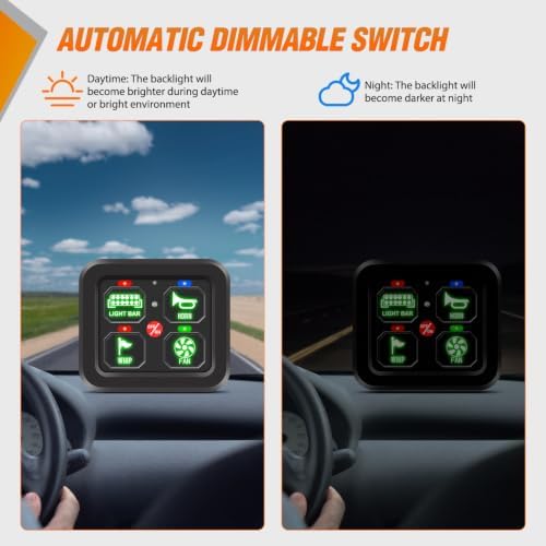 Nilight 4 Gang Switch Panel Green 12V 24V Circuit Control Relay System