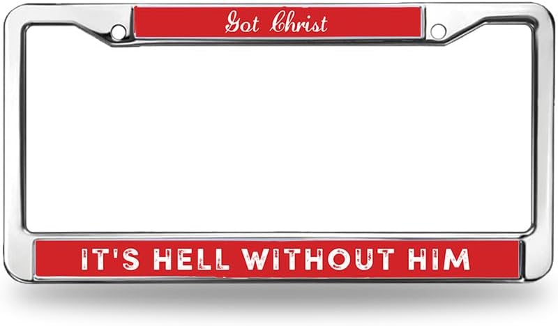 Without Jesus is The Hell License Plate Frame Religious God is Faithful Two-Hole License Plate Frame Jesus Saves License Plate Frame for Thanksgiving with Chrome Screw Caps