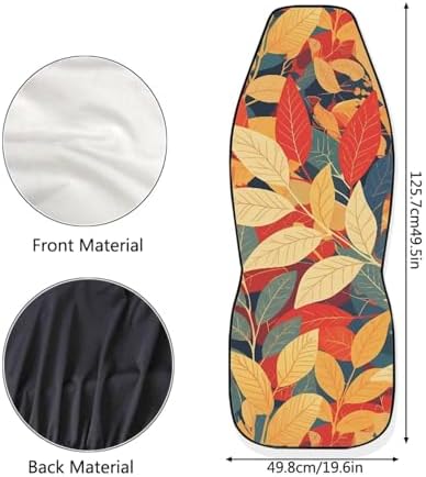 Retro Leaf Auto Car Seat Protectors, Autumn Leaves Universal Seat Cover for Sedan, SUV, Truck, French Country Tea Stain Classical Automotive Vehicle Cushion Covers