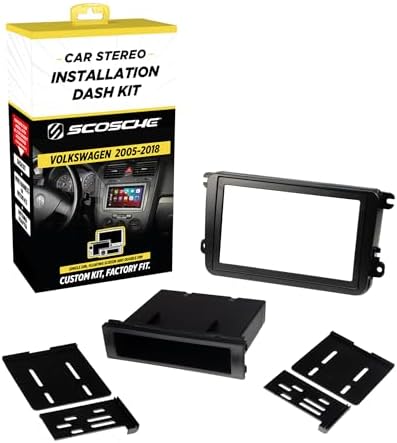 Scosche VW2317AB Double DIN or Single DIN + Pocket Radio Install Dash Kit Compatible with Select 2005-18 Volkswagen Vehicles - Aftermarket Car Stereo Installation - See Guide in Images for Vehicle Fit