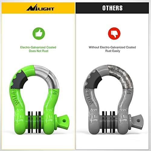Nilight 2 Pack 3/4" D-Ring Shackle with 7/8" Screw Pin 41,887lbs Break Strength, Heavy Duty Off Road Recovery with Isolators Washers for Use with Tow Strap, Winch, Off-Road Jeep Truck Vehicle