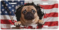 Dog Pug American Flag Retro Front License Plate 6" * 12" for Women