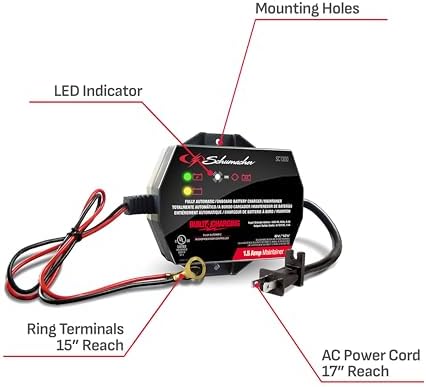 Schumacher Electric 1.5A Car Battery Charger & Maintainer, 6V/12V – SC1300 - Image 6