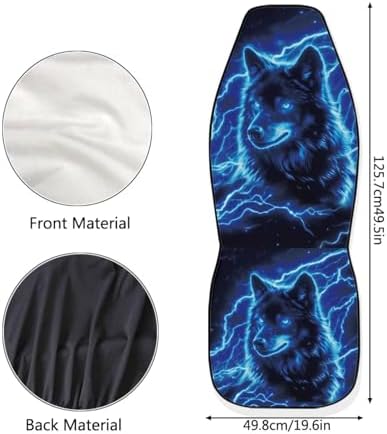 Cool Wolf Car Seat Covers 2 Pcs Stretch Polyester Fabric Cover Breathable Car Seat Cover Easy Installation Universal Size Fit for Most Cars SUVs
