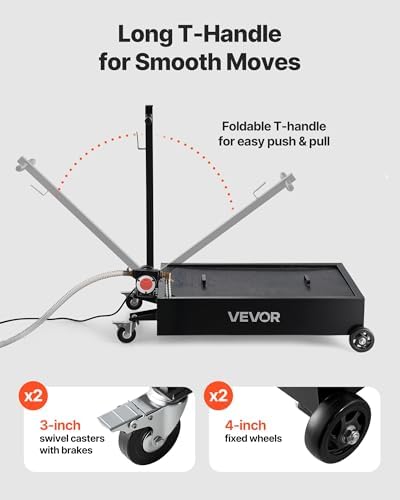 VEVOR Low Profile Oil Drain Pan, 15 Gallon Capacity, Rolling Oil Drain Pan with Electric Pump & 7.2 ft Hose, Leak-Proof & Corrosion-Resistant, Fit for Cars, SUVs, Trucks, Motorcycles, ATVs, Metal - Image 5