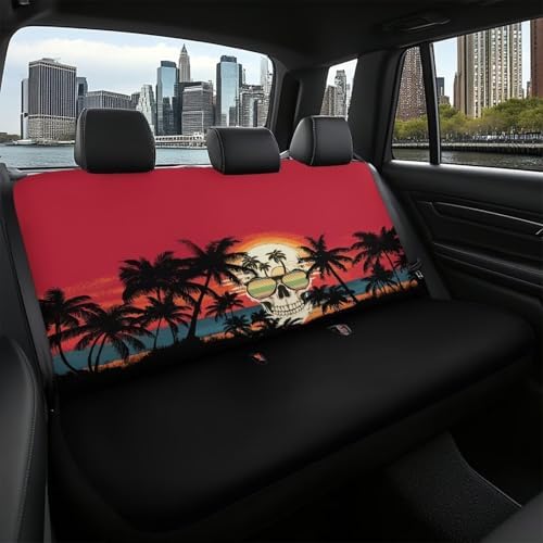 Sunset Skull Car Seat Covers Auto Rear Seats Cushion Cover,Washable Bucket Seat Cushion Protector Backseats Covers for Girls Women,Fit Most Cars,Sedan,SUV,Van