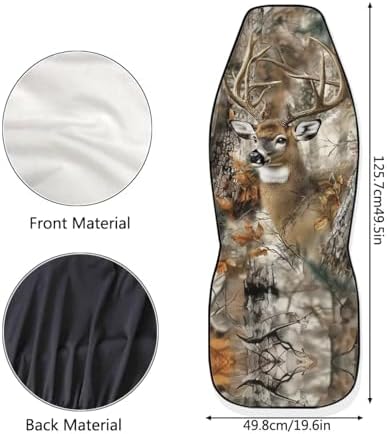 Camouflage Hunting Deer Car Seat Covers for Front Seat Breathable Car Seat Cover Protection Interior Accessories Easy to Install and Clean Universal for Cars SUV