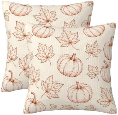 KiuLoam Fall Pillow Covers 22x22 Set of 2 Burnt Orange Pumpkin Decor by KiuLoam