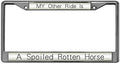 GND Metal Chrome License Plate Frame My Other Ride is Spoiled Horse Vehicle License Plate Frame,Horse Lover Aluminum Slim License Plate Frames Chrome for US Standard