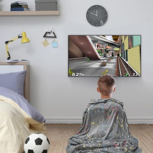 Jekeno Glow in The Dark Gaming Blanket Gamer Game Controller Throw Gift Toys for Boys Adults Men Women Gamepad Presents Birthday Halloween Christmas Bedroom Decor Luminous Blanket Grey 60"x80" - Image 4
