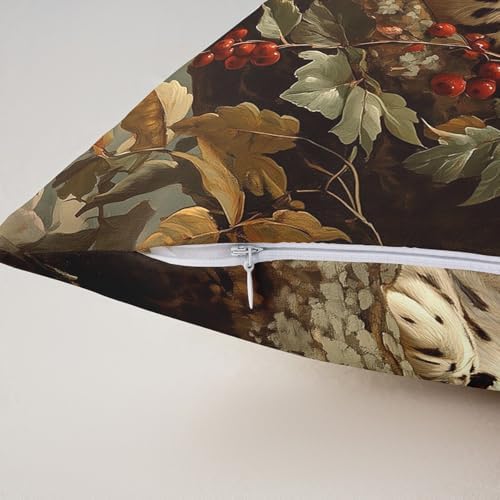 Leopard Pillow Case Covers Double Sides,Jungle Wild Animal Snow Cheetah Pack of 2 Pillow Covers,Rustic Fall Maple Leaves Branch Red Berry Decorative Throw Pillow Covers,20"x 20" - Image 5
