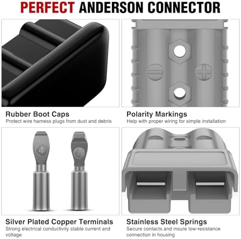 Nilight 120AMP 4AWG Anderson Connector Plug 12V-36V Battery Quick Connect