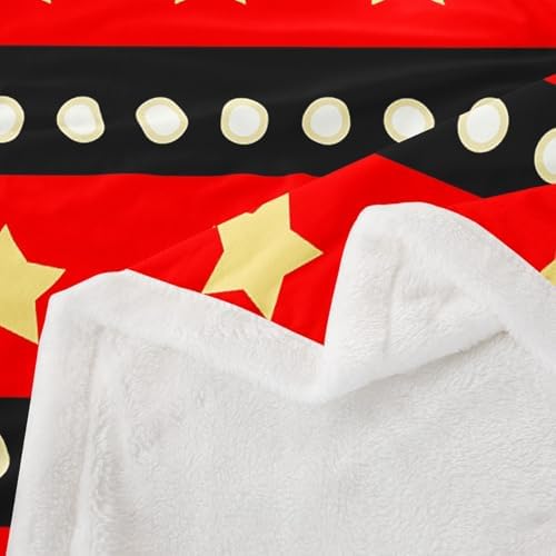 Castle Fairy Movie Throw Blanket Star Dots Stripe Fleece Flannel Blankets Kids Boys Girls Room Decor Theater Retro Style Bed Blankets for Bed Sofa Couch Red Yellow Black Plush Blanket Baby 30"x40" - Image 6