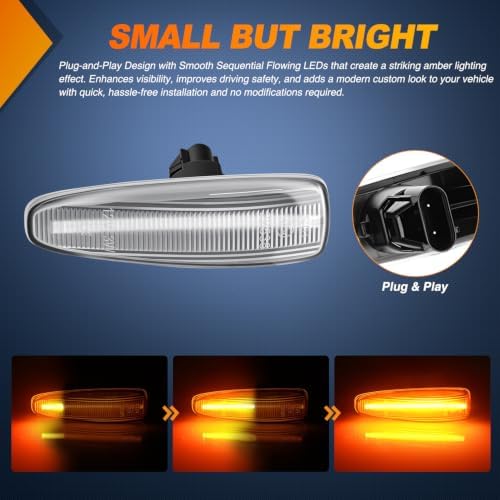 Nilight Fender Side Marker Lights 2PCS for 2008-2018 Lancer Evolution X