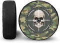 Camouflage Skull Spare Tire Cover with Camera Hole, Weatherproof Wheel Protectors Dust-Proof Tire Cover Universal for Trailer RV SUV Truck Camper Accessories 17" Fit Tire Diameter 31.6"-32.5"