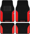 Rubbermaid Car Mats, Carpeted Floor Car Mat with Faux Leather & Built-in Heel Pad, Two-Tone Car Rug Floor Mats, Stylish Carpeted Floor Mats for Cars, Trucks & SUVs Red Color