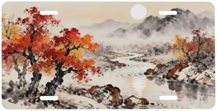 Autumn Sun Ink Painting Front License Plate 6" * 12" for Women