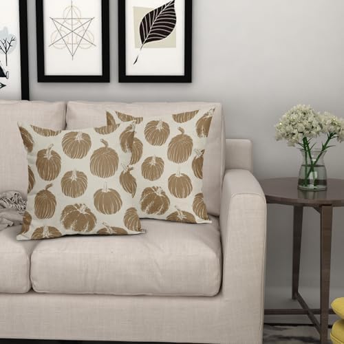 Brown Pumpkin Fall Pillow Covers 20x20 Set of 2 Autumn Harvest Print Thanksgiving Decorative Throw Pillows Outdoor Farmhouse Cushion Case Seasonal Decor for Couch Sofa Bed - Image 7