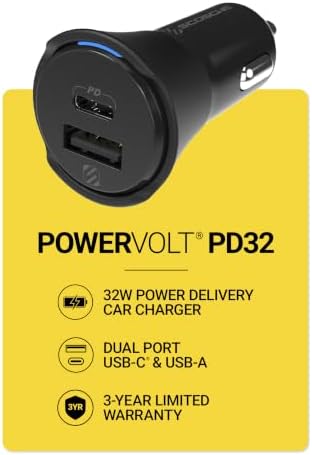 Scosche PowerVolt Power Delivery 32W Dual Port USB-C Car Charger Adapter