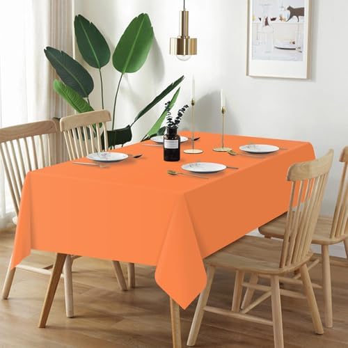QIKSION 6 Pack Orange Plastic Tablecloth, Orange Table Cloth Disposable - Image 2