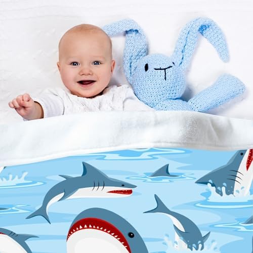 Cute Sharks Blanket Gifts for Girls Boys Women - Super Soft Cozy Warm Throw Sheet for Couch Bed Sofa Office Decor All Season 30"x40" Pets - Image 3