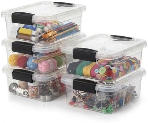 Superio 1.27 Quart Clear Plastic Storage Containers with Lids, Stackable Organizer Bins, BPA-Free Storage Boxes for Home, Office, Dorm & Classroom, 5 Pack by Superio
