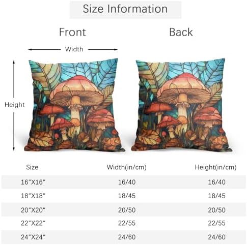 Summer Pillow Covers 16x16 Inch Set of 2, Mushroom Throw Pillow Covers Teal Blue Pillowcase, Soft Decorative Seasonal Spring Fall Cushion Case Couch for Indoor Outdoor Home Decor - Image 4