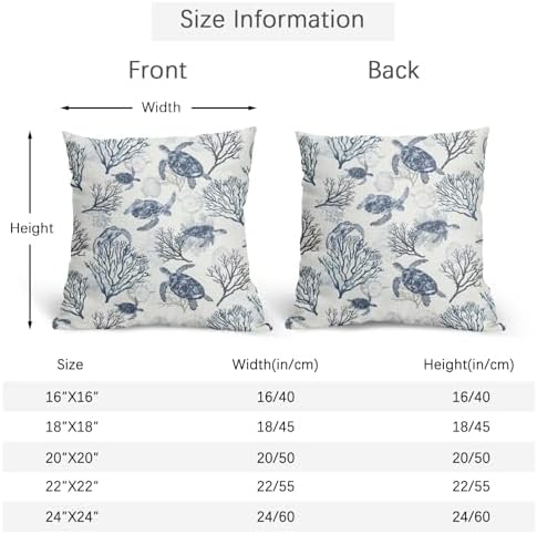 Summer Pillow Covers 20x20 Inch Set of 2, Sea Turtle Throw Pillow Covers Ocean Beach Pillowcase, Coral Starfish Decorative Seasonal Cushion Case Couch for Indoor Outdoor Home Decor - Image 4