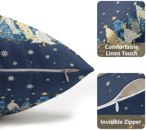 Christmas Tree Pillow Covers 12x20 Set of 2 Navy Blue Highly Absorbent - Image 5