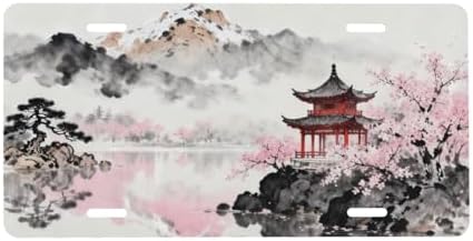 Cherry Blossoms Snow Mountain Front License Plate 6" * 12" for Women