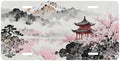 Cherry Blossoms Snow Mountain Front License Plate 6" * 12" for Women