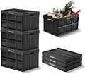 CleverMade Collapsible Storage Bins, 46L 3 Pack, 75 lb Stackable, Obsidian by CleverMade
