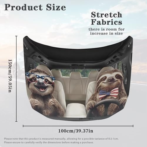 American Sloth Car Hood Cover Sunshade Windshield Hood All Season Protection Outdoor Foldable Protective Cover, Universal for Cars