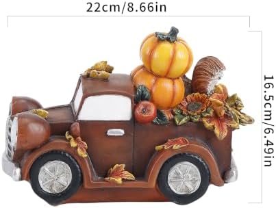Lighted Autumn Harvest Truck Statue, Fall Pumpkin Decor - Image 2