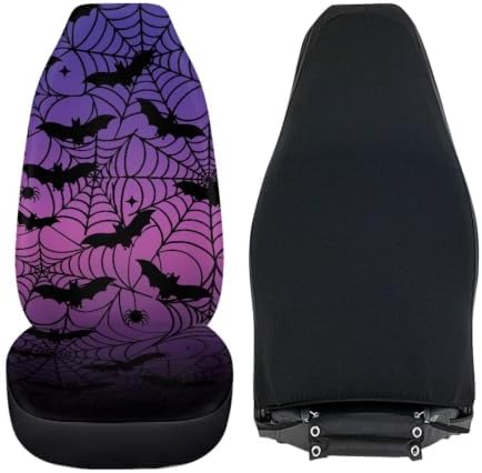 Purple Black Bat Car Seat Covers for Front Seats Soft